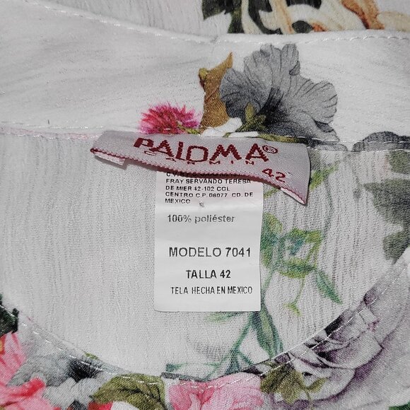 42 | Paloma Carmin | 3/4-Sleeve Floral V-Neck Blouse - Picture 5 of 5